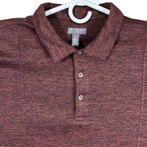 Van Heusen Flex Mens Long Sleeve Polo Shirt Burgundy Marl Knit Large